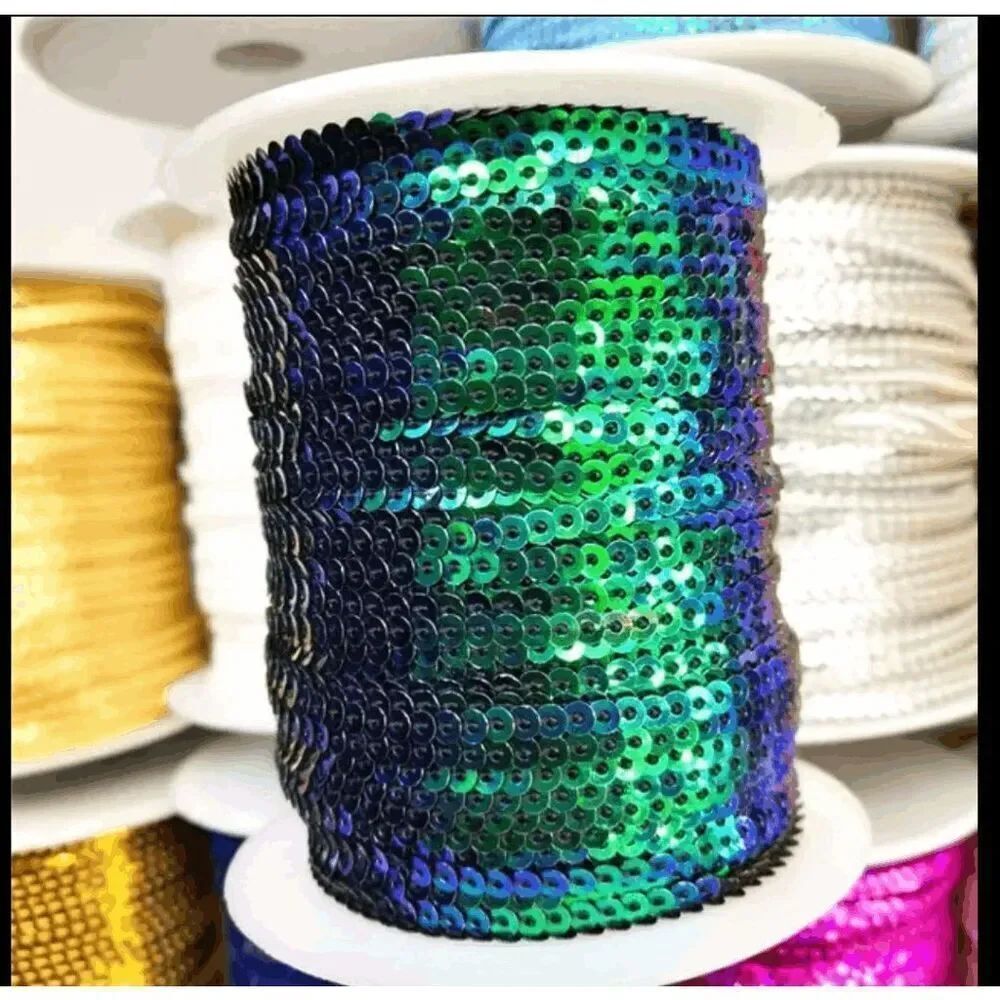 10 yards of Mermaid Blue Green AB Sequin Trim 3mm - Brand New